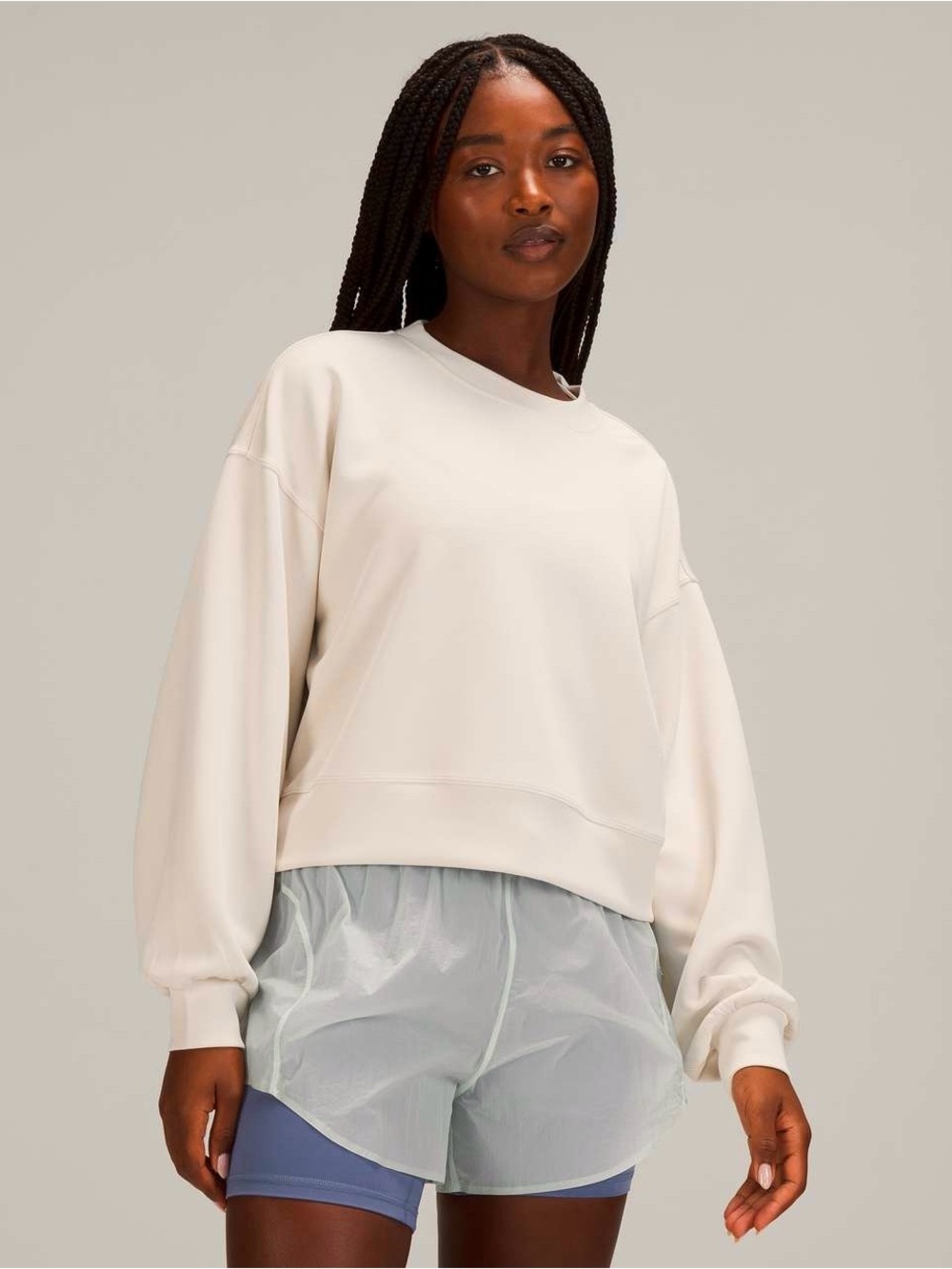 Lululemon Perfectly Oversized Cropped Crew *Softstreme™ in Bone Size 6